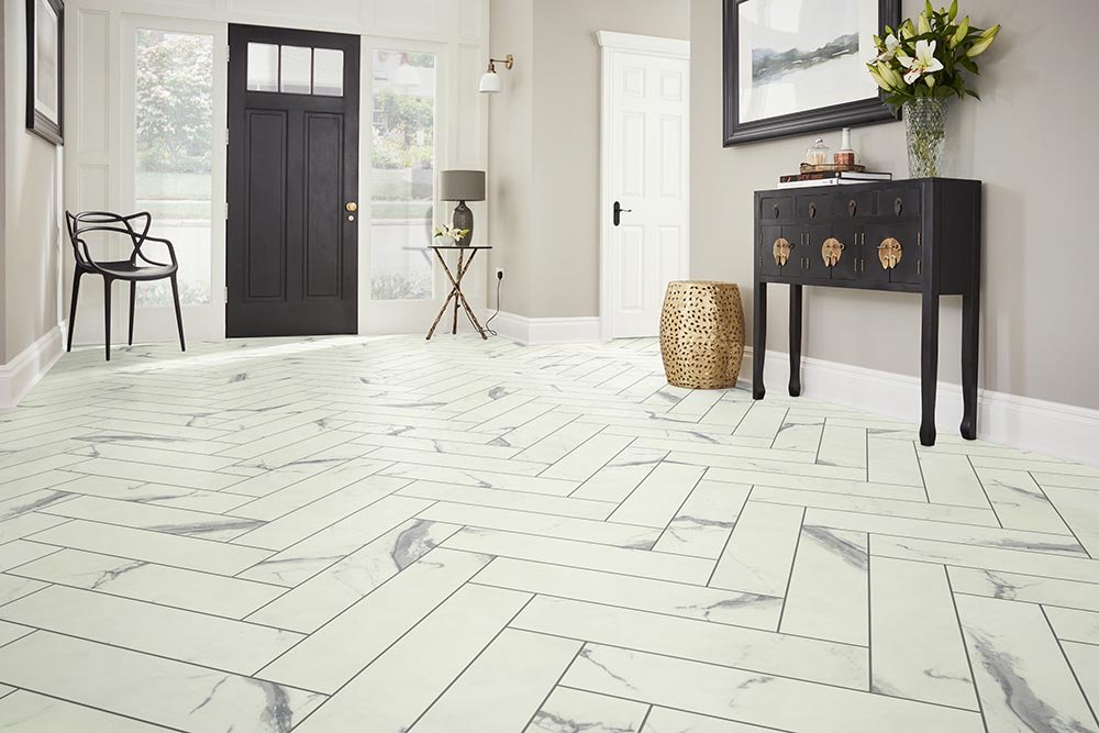 Entry Foyer Luxury Vinyl Tile Herringbone LVT -  Crown Carpet Colortile in Sun City West, AZ